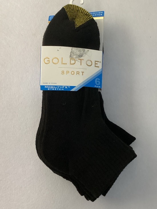 Gold Toe Accessories - Gold Toe Sport Black Half Cushion Quarter - 6 Pairs